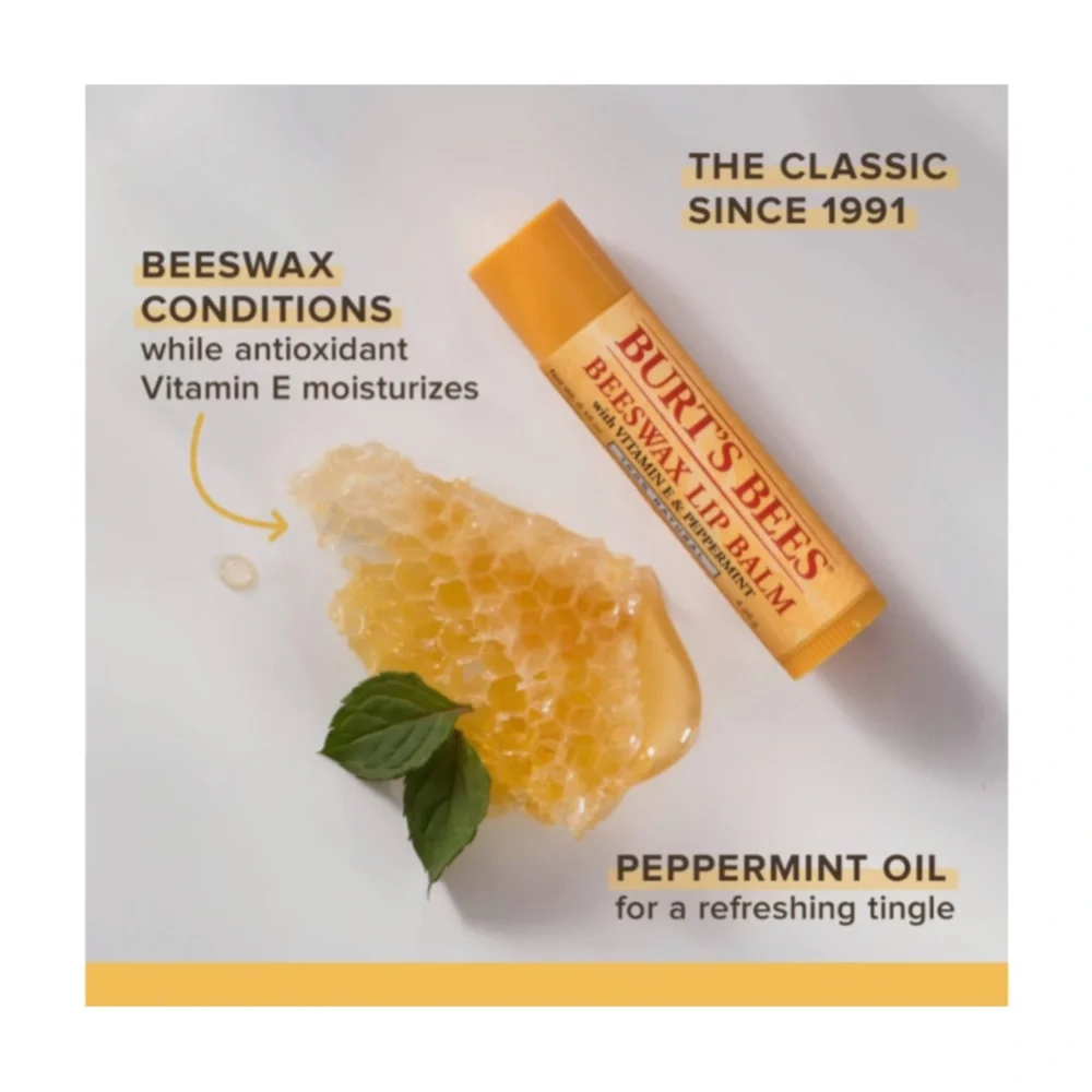 3/$15 🌸 Burt's Bees Lip Balm Vitamin E & Peppermint Oil Beeswax Chapstick